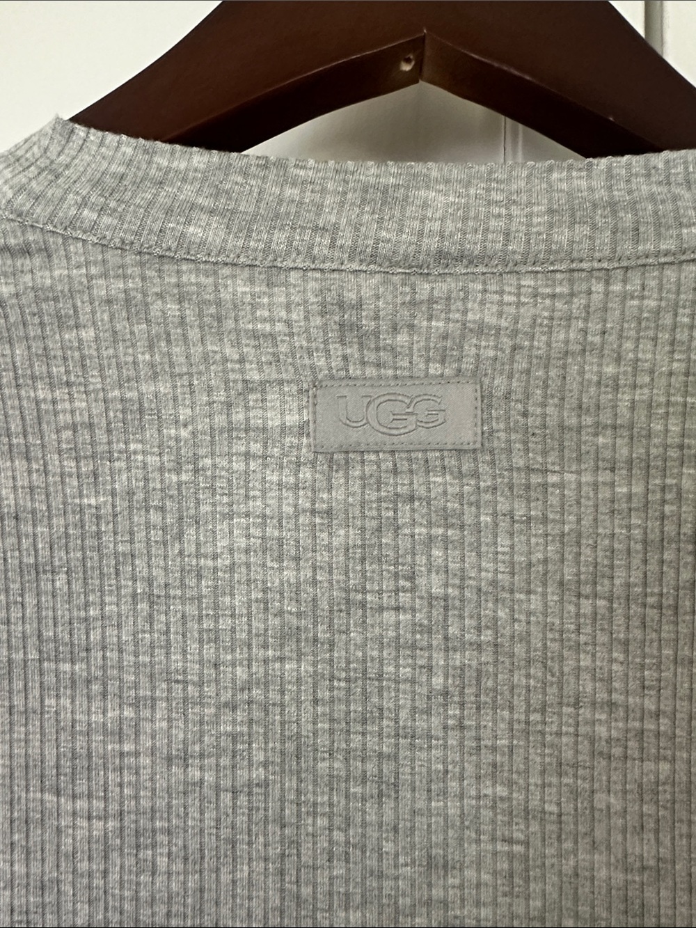 UGG Light Gray Ribbed Button-Front Top - Picture 3 of 4